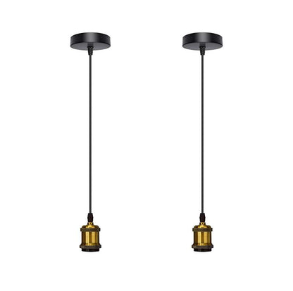 Pendant Light Fitting – Brass or Copper E27, Swag Hook Option - Without Bulb, Yellow Brass, No Shade Pack of 2