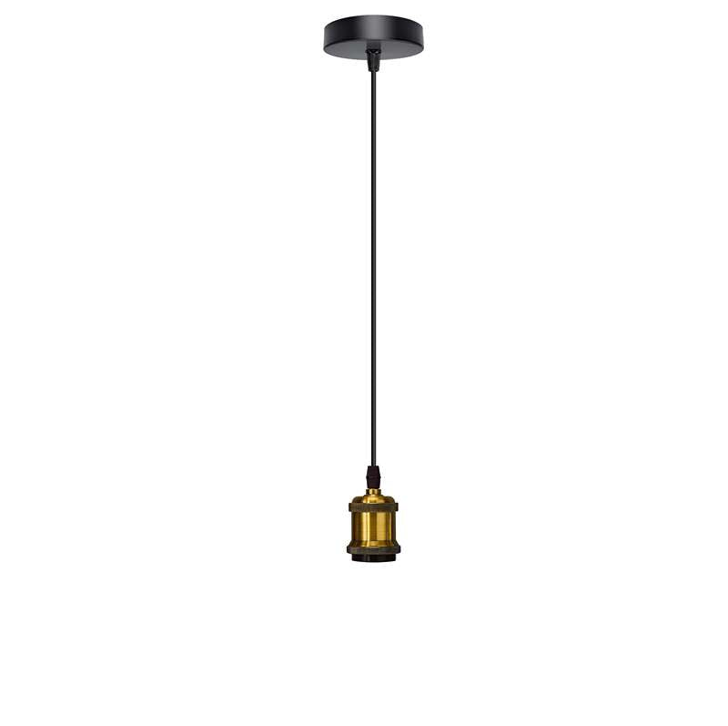 Pendant Light Fitting – Brass or Copper E27, Swag Hook Option - Without Bulb, Yellow Brass, No Shade
