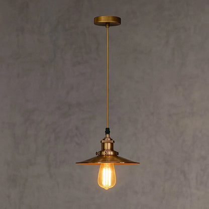 Green Brass Pendant Light – Flat Cone or Flat Shade, E27 - photo 4