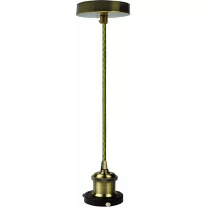 Green Brass Pendant Light – Flat Cone or Flat Shade, E27 - Green Brass, No Shade, with Shade Ring, Without Bulb