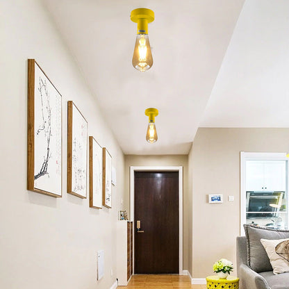 Flush Ceiling Lamp Holder – E27, 7 Colours, Optional Cage & Bulb - photo 3
