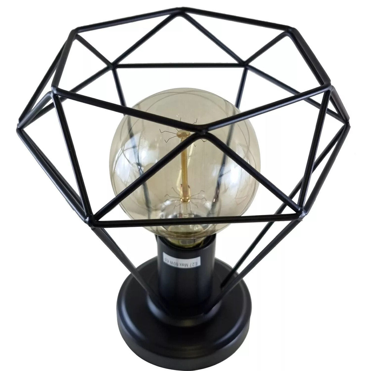 Flush Ceiling Lamp Holder – E27, 7 Colours, Optional Cage & Bulb - Black, Wire Cage Black 108 mm Rose, Without Bulb