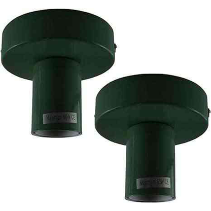 Flush Ceiling Lamp Holder – E27, 7 Colours, Optional Cage & Bulb - Green, No Shade Pack of 2, Without Bulb