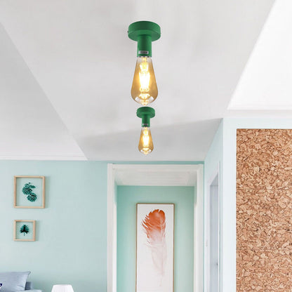 Flush Ceiling Lamp Holder – E27, 7 Colours, Optional Cage & Bulb