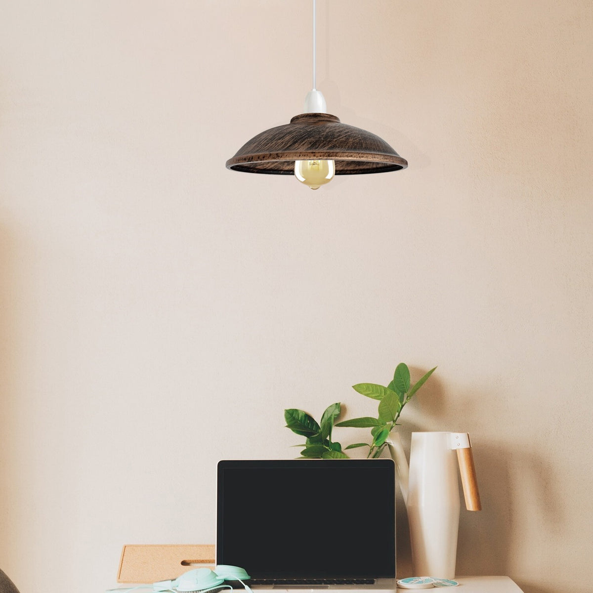 Rustic Saucer Lamp Shade 24 cm – Easy Fit, 6 Finishes - photo 12