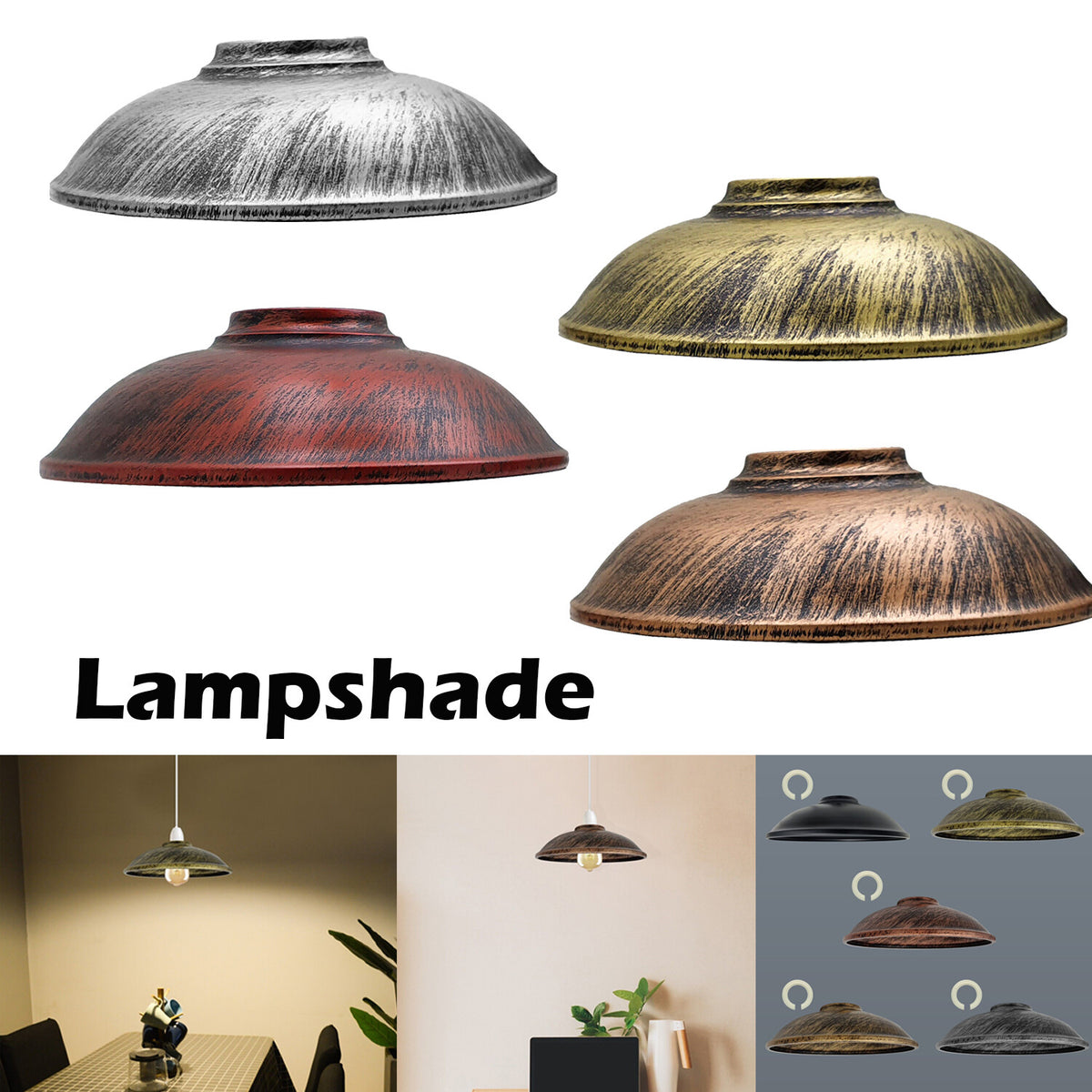 Rustic Saucer Lamp Shade 24 cm – Easy Fit, 6 Finishes - photo 3