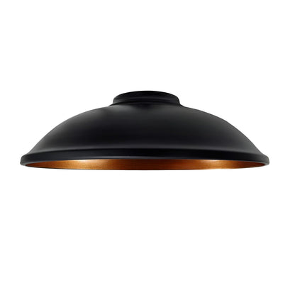 Rustic Saucer Lamp Shade 24 cm – Easy Fit, 6 Finishes - Black & Gold, 24 cm with Reducer Ring, Single