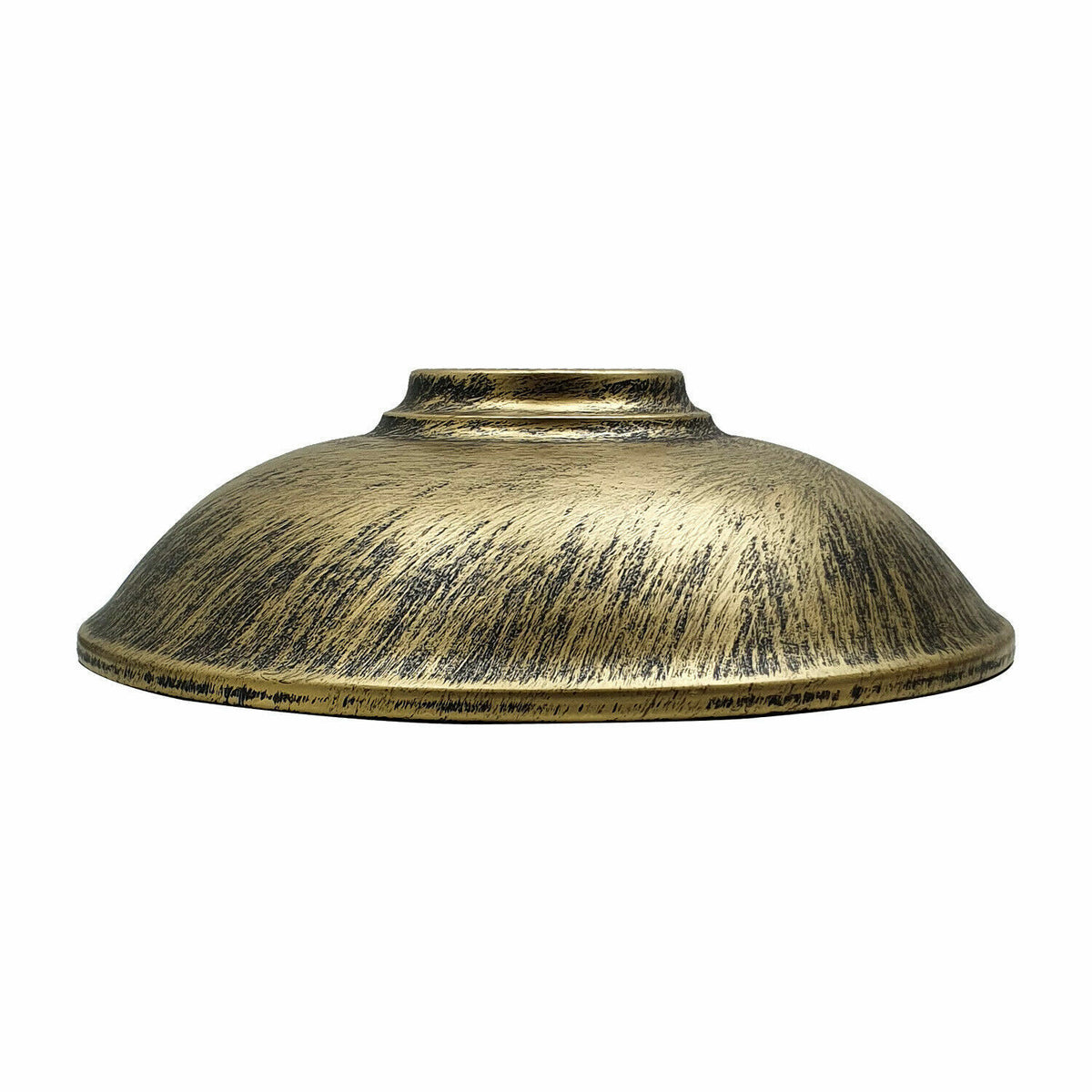 Rustic Saucer Lamp Shade 24 cm – Easy Fit, 6 Finishes - Brushed Brass, 24 cm with Reducer Ring, Single