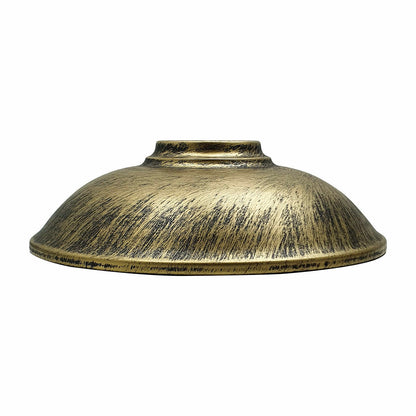 Rustic Saucer Lamp Shade 24 cm – Easy Fit, 6 Finishes - Brushed Brass, 24 cm with Reducer Ring, Single
