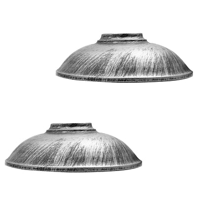 Rustic Saucer Lamp Shade 24 cm – Easy Fit, 6 Finishes - Brushed Silver, 24 cm with Reducer Ring, Pack of 2