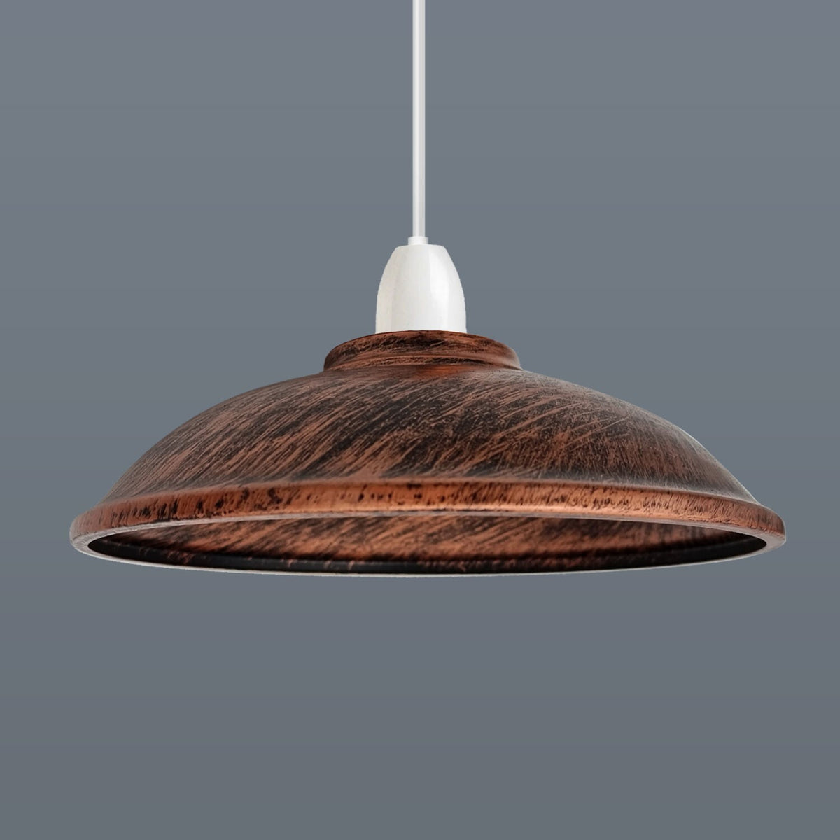Rustic Saucer Lamp Shade 24 cm – Easy Fit, 6 Finishes