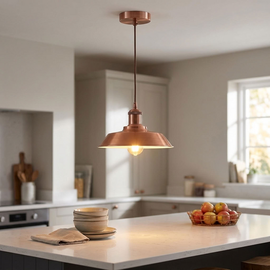 Rose Gold Pendant Light Set – Twisted Cable, Cone or Dome Shade - Rose Gold, Vintage Dome 22 cm Rose Gold, Without Bulb