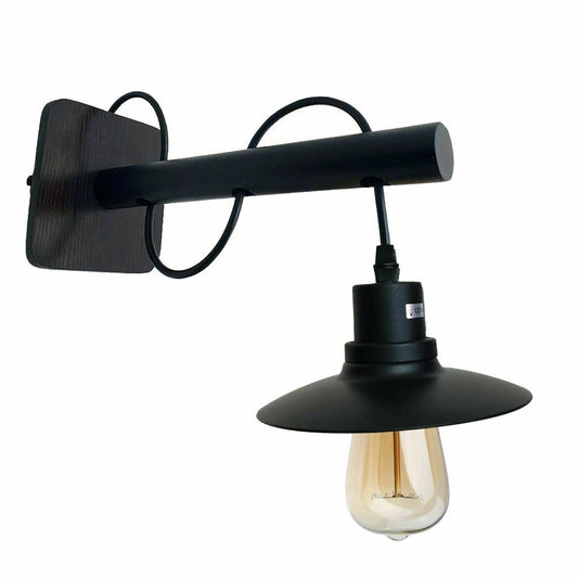 Horizontal Arm Wall Light with Hanging Shade – Black, E27 - photo 2