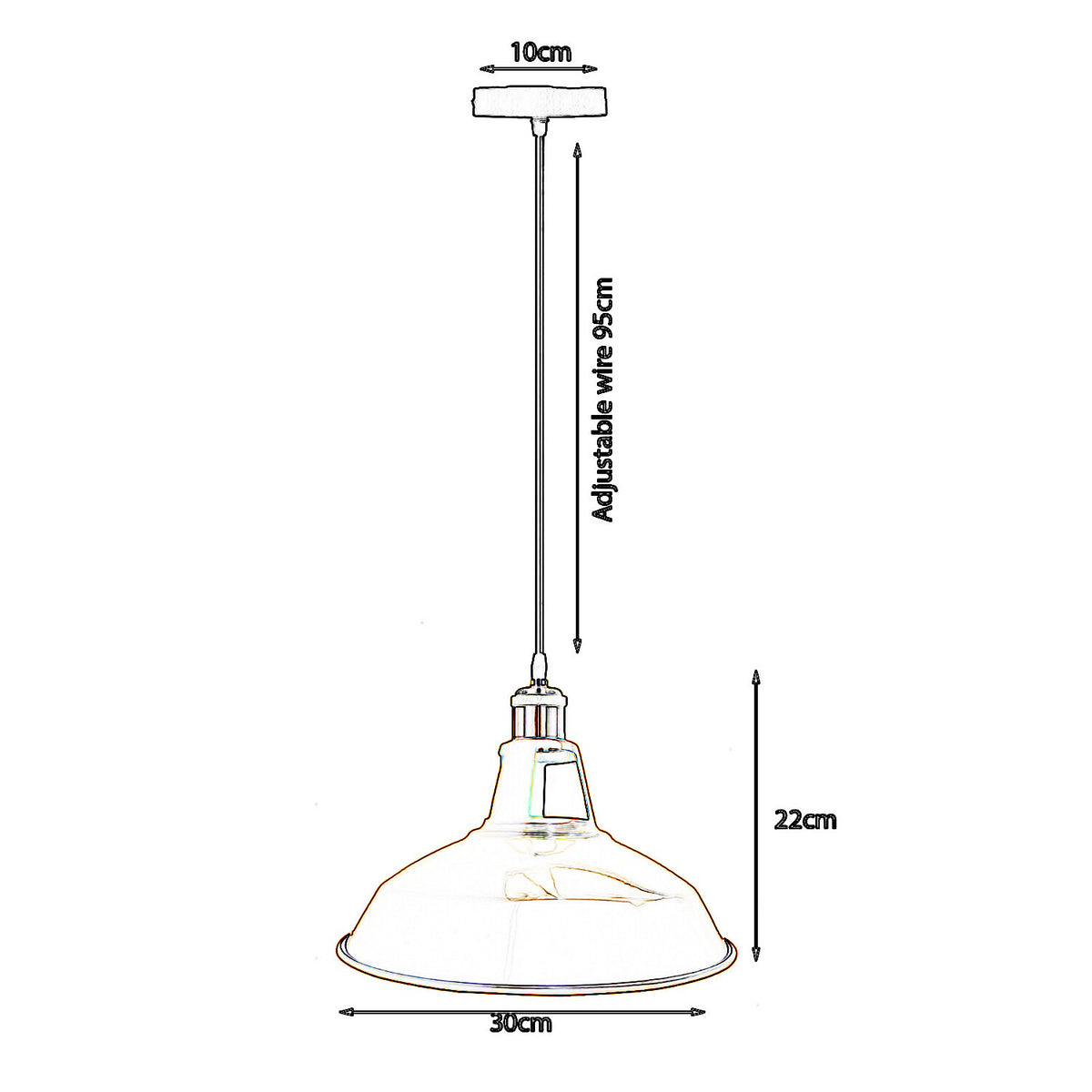White Pendant Light – Dome, Cone, Barn or Cage Shade, E27 - photo 10