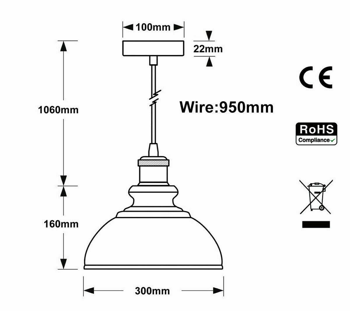 White Pendant Light – Dome, Cone, Barn or Cage Shade, E27 - photo 11