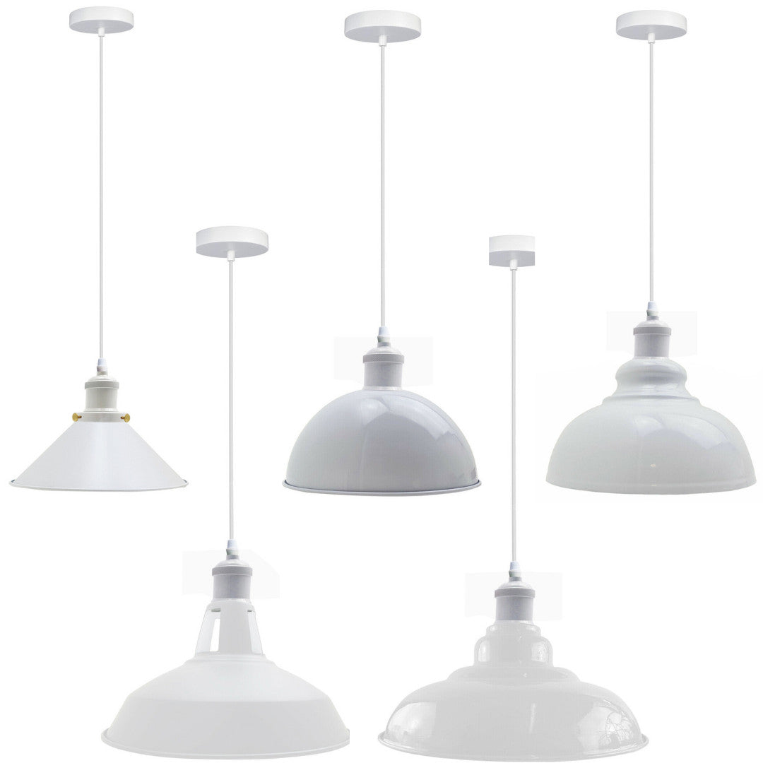 White Pendant Light – Dome, Cone, Barn or Cage Shade, E27 - photo 13