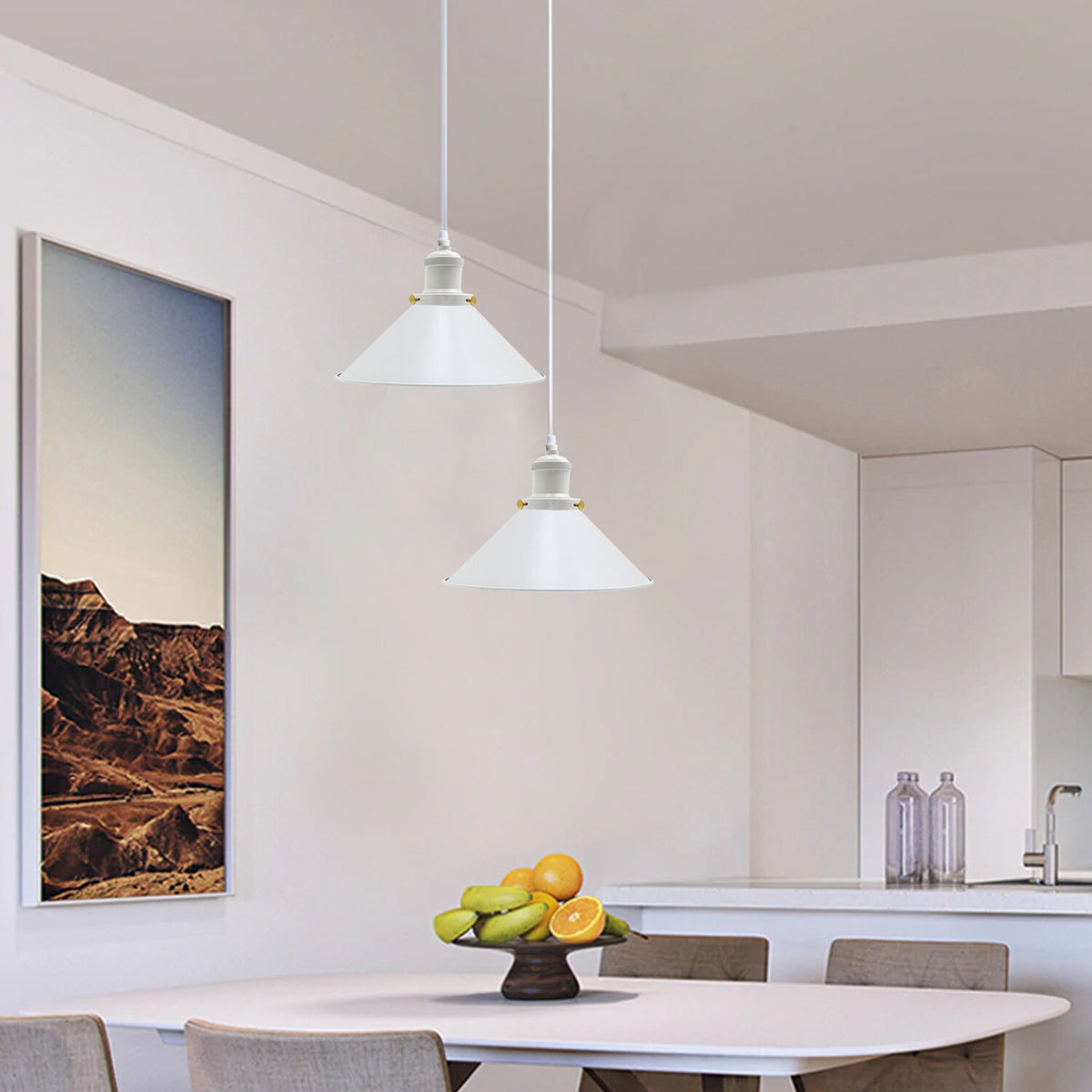White Pendant Light – Dome, Cone, Barn or Cage Shade, E27 - photo 3
