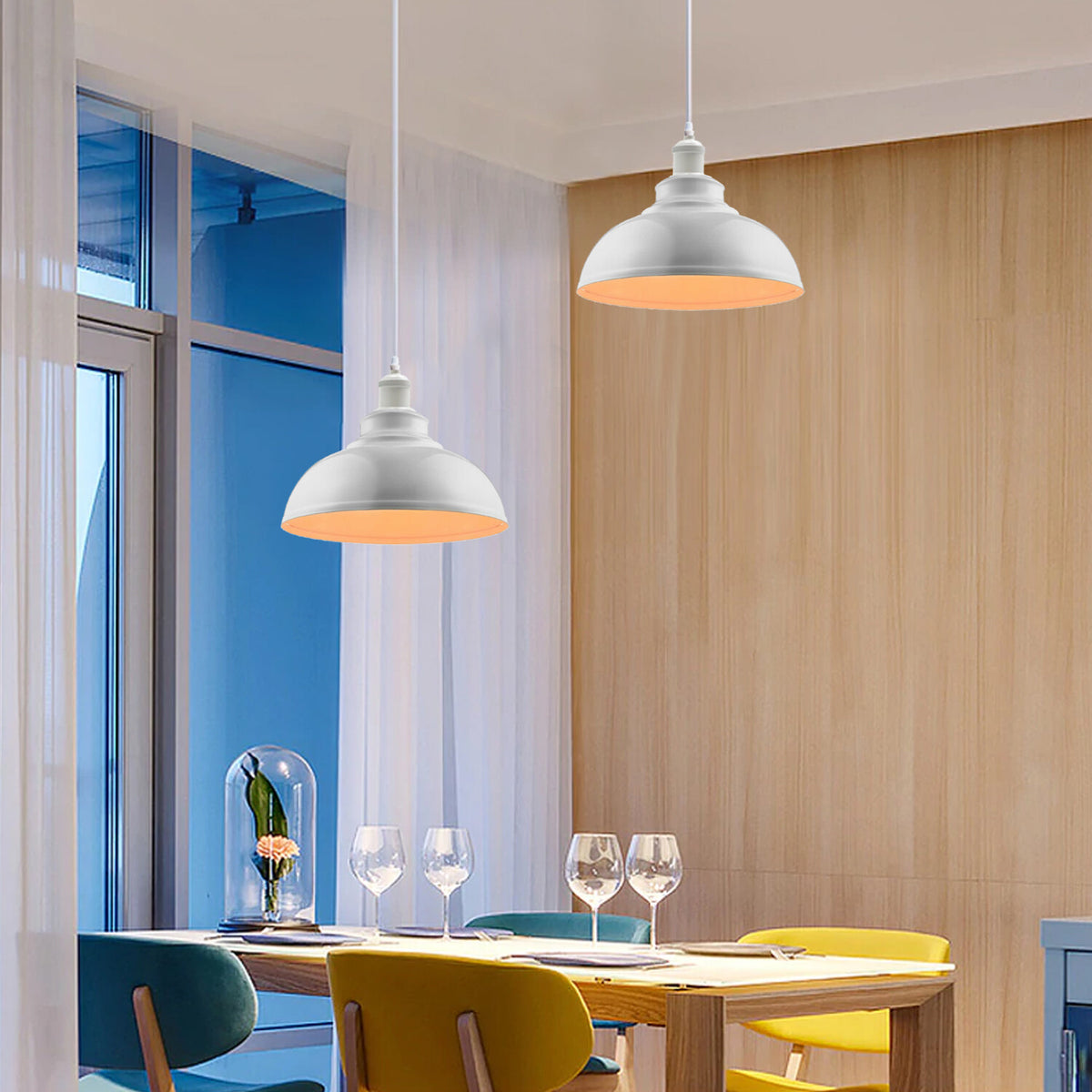 White Pendant Light – Dome, Cone, Barn or Cage Shade, E27 - photo 5