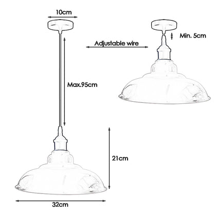 White Pendant Light – Dome, Cone, Barn or Cage Shade, E27 - photo 8