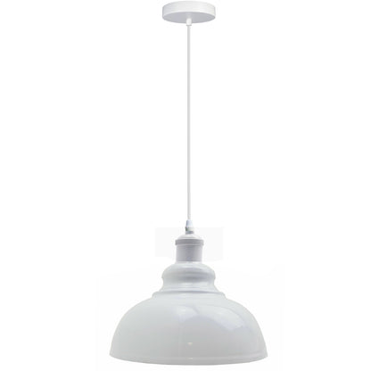 White Pendant Light – Dome, Cone, Barn or Cage Shade, E27 - White, Curvy 29 cm White, Without Bulb