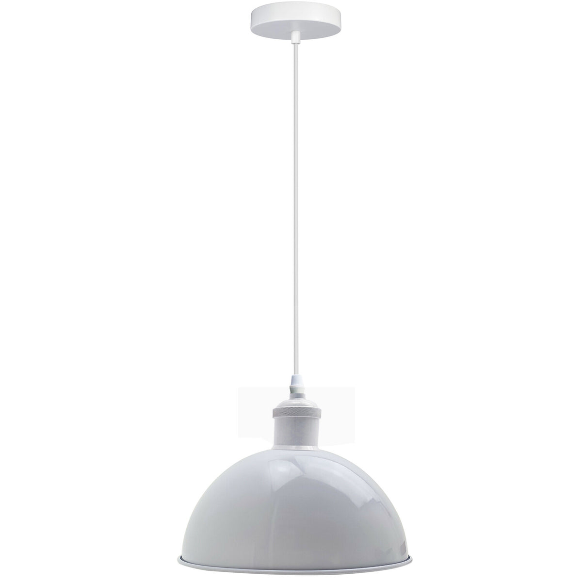 White Pendant Light – Dome, Cone, Barn or Cage Shade, E27 - White, Dome 30 cm White, Without Bulb