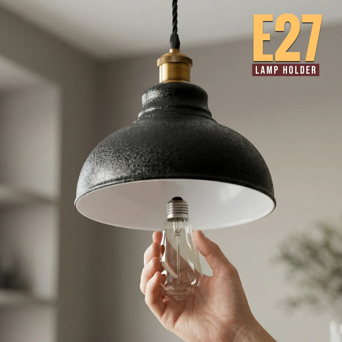 Swag Pendant Light – 2 m Twisted Cable, Ceiling Hook, Curvy Dome or Bulb