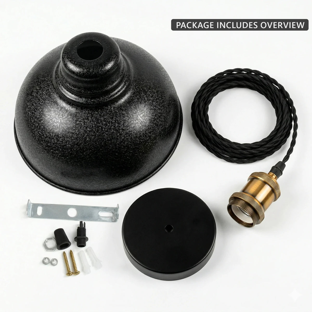 Swag Pendant Light – 2 m Twisted Cable, Ceiling Hook, Curvy Dome or Bulb - photo 4