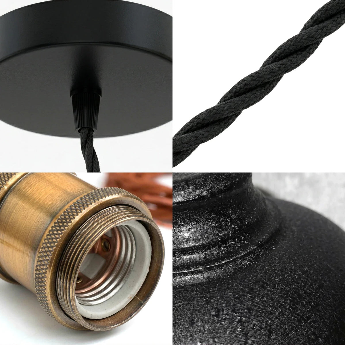 Swag Pendant Light – 2 m Twisted Cable, Ceiling Hook, Curvy Dome or Bulb - photo 8