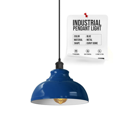 Curvy Dome Pendant Light – 21 or 29 cm Shade, Many Colours, E27 - Black, Curvy 29 cm Navy Blue, Without Bulb