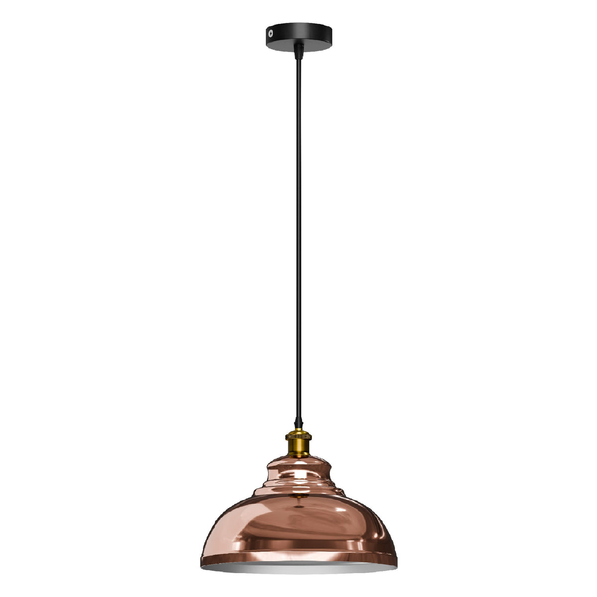Curvy Dome Pendant Light – 21 or 29 cm Shade, Many Colours, E27 - Yellow Brass, Curvy 29 cm Rose Gold, Without Bulb