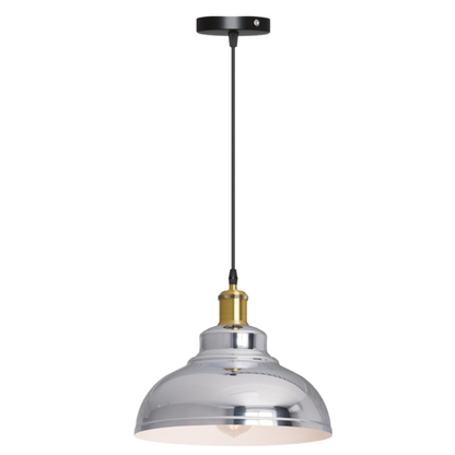Curvy Dome Pendant Light – 21 or 29 cm Shade, Many Colours, E27 - Yellow Brass, Curvy 29 cm Chrome, Without Bulb