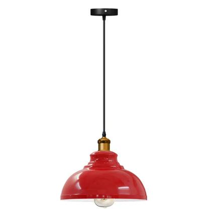 Curvy Dome Pendant Light – 21 or 29 cm Shade, Many Colours, E27 - Yellow Brass, Curvy 29 cm Red, Without Bulb
