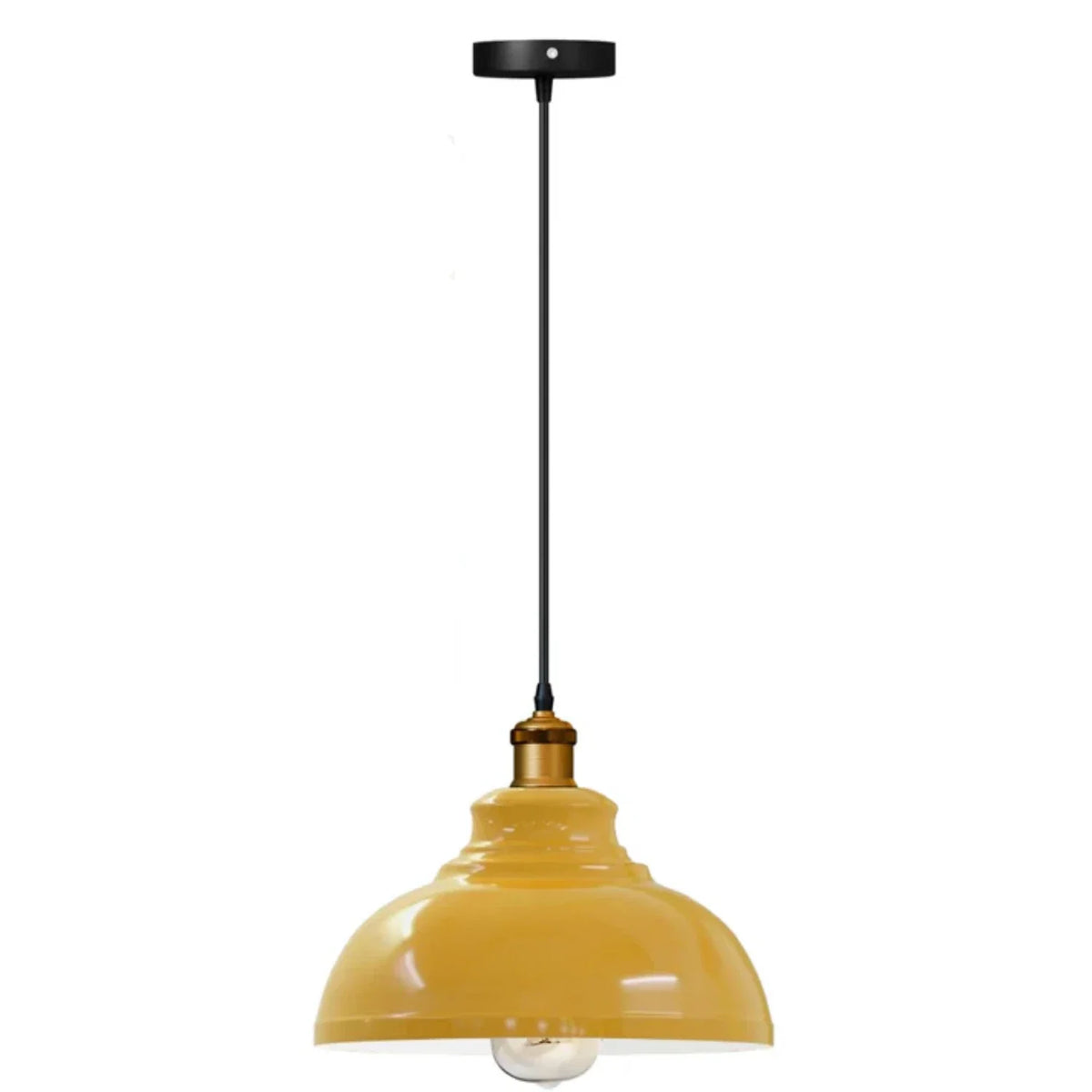 Curvy Dome Pendant Light – 21 or 29 cm Shade, Many Colours, E27 - Yellow Brass, Curvy 29 cm Yellow, Without Bulb