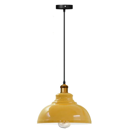 Curvy Dome Pendant Light – 21 or 29 cm Shade, Many Colours, E27 - Yellow Brass, Curvy 29 cm Yellow, Without Bulb