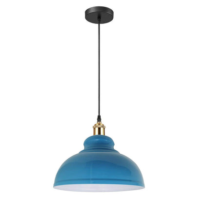 Curvy Dome Pendant Light – 21 or 29 cm Shade, Many Colours, E27 - Yellow Brass, Curvy 29 cm Blue, Without Bulb