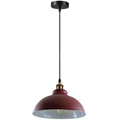 Curvy Dome Pendant Light – 21 or 29 cm Shade, Many Colours, E27 - Yellow Brass, Curvy 29 cm Burgundy, Without Bulb