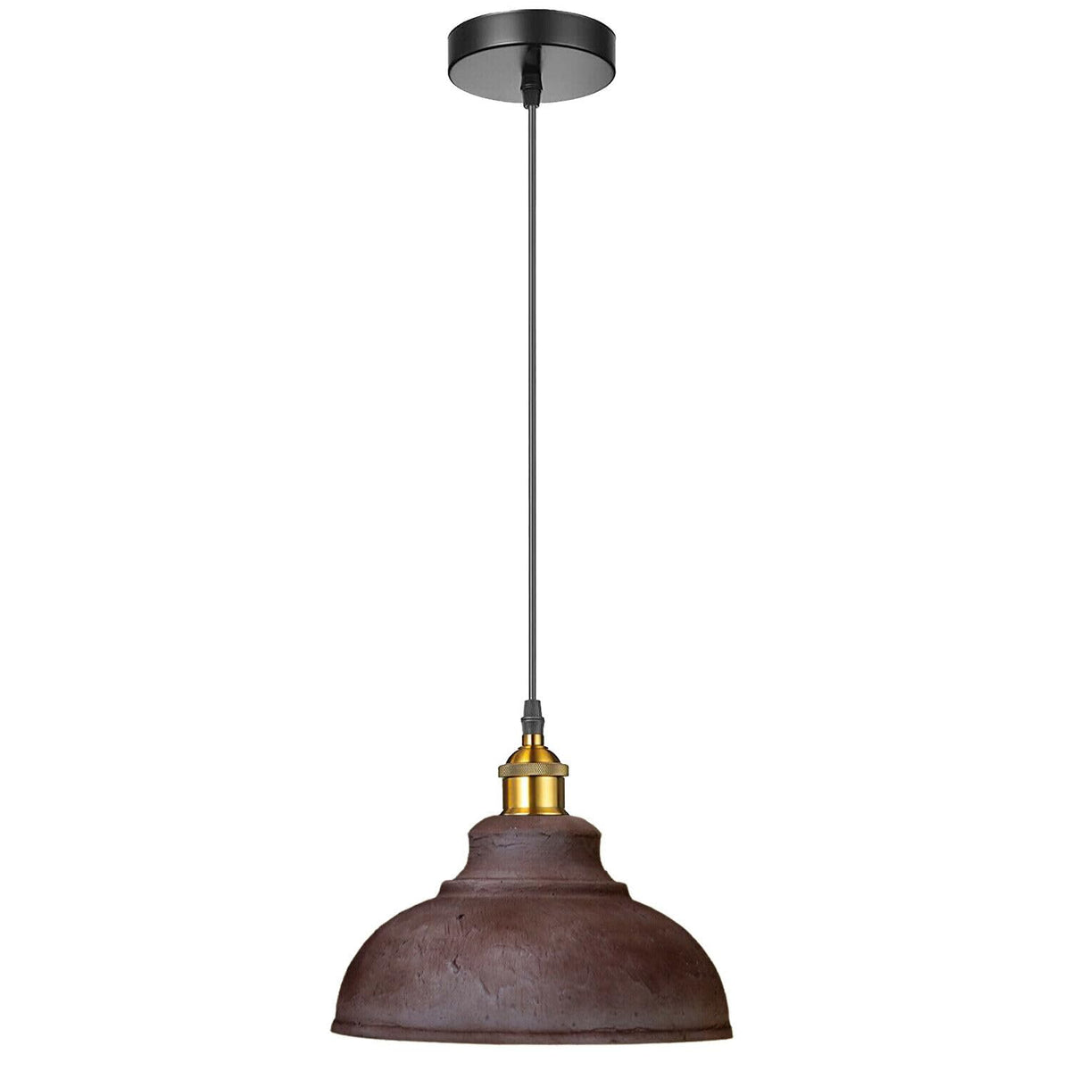 Curvy Dome Pendant Light – 21 or 29 cm Shade, Many Colours, E27 - Yellow Brass, Curvy 29 cm Rustic Brown, Without Bulb