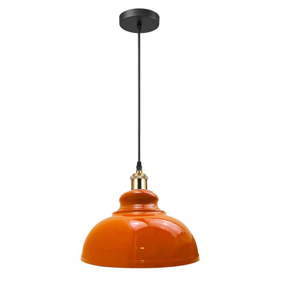 Curvy Dome Pendant Light – 21 or 29 cm Shade, Many Colours, E27 - Yellow Brass, Curvy 29 cm Orange, Without Bulb