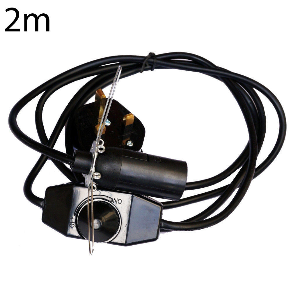 E14 Plug-In Lamp Cord with Dimmer & Shade Clip – 2 m, Black, UK Plug