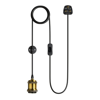 Plug-In Pendant Light – 4.5 m Fabric Cable, Switch, Brass E27 - photo 2