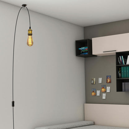 Plug-In Pendant Light – 4.5 m Fabric Cable, Switch, Brass E27 - photo 3