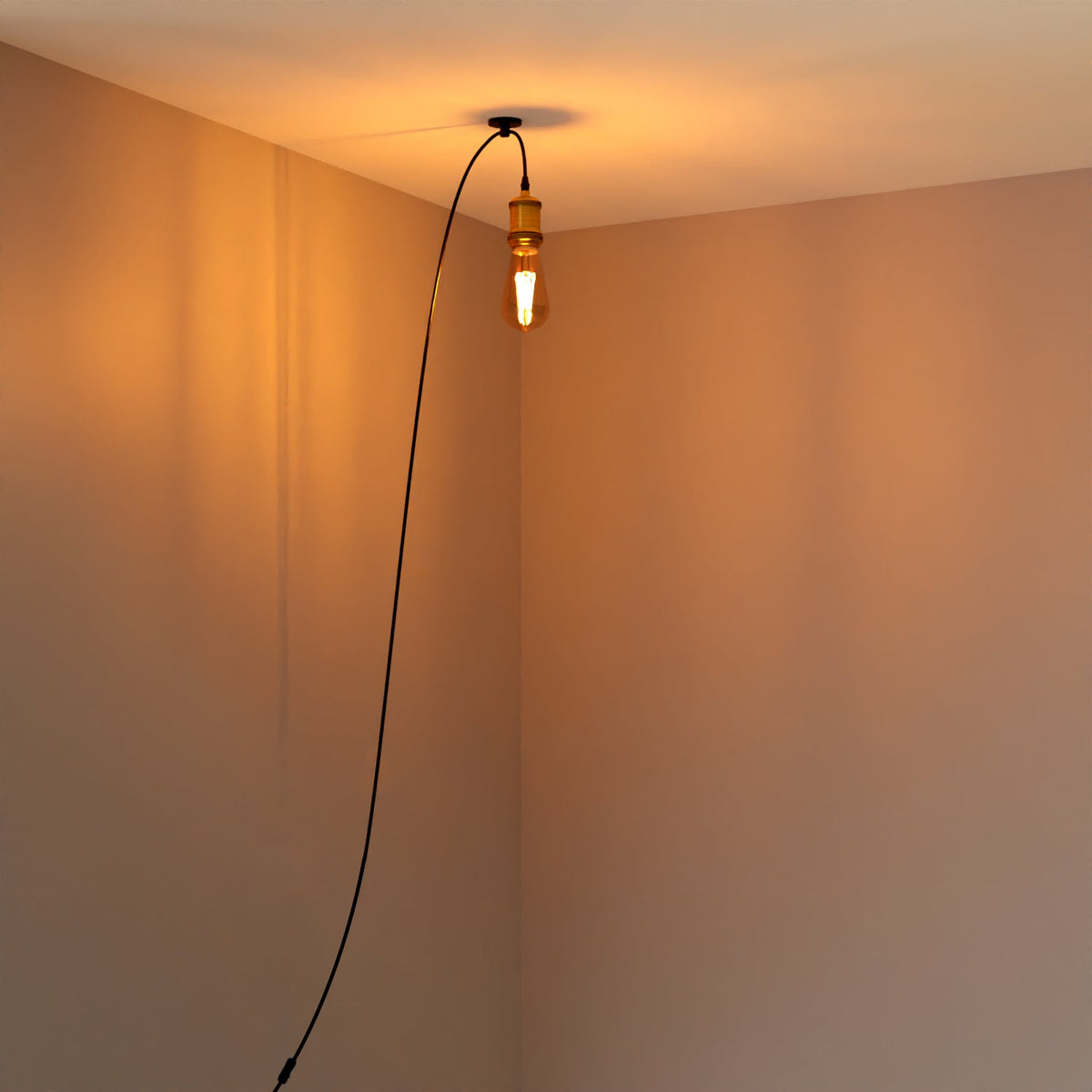 Plug-In Pendant Light – 4.5 m Fabric Cable, Switch, Brass E27 - photo 4