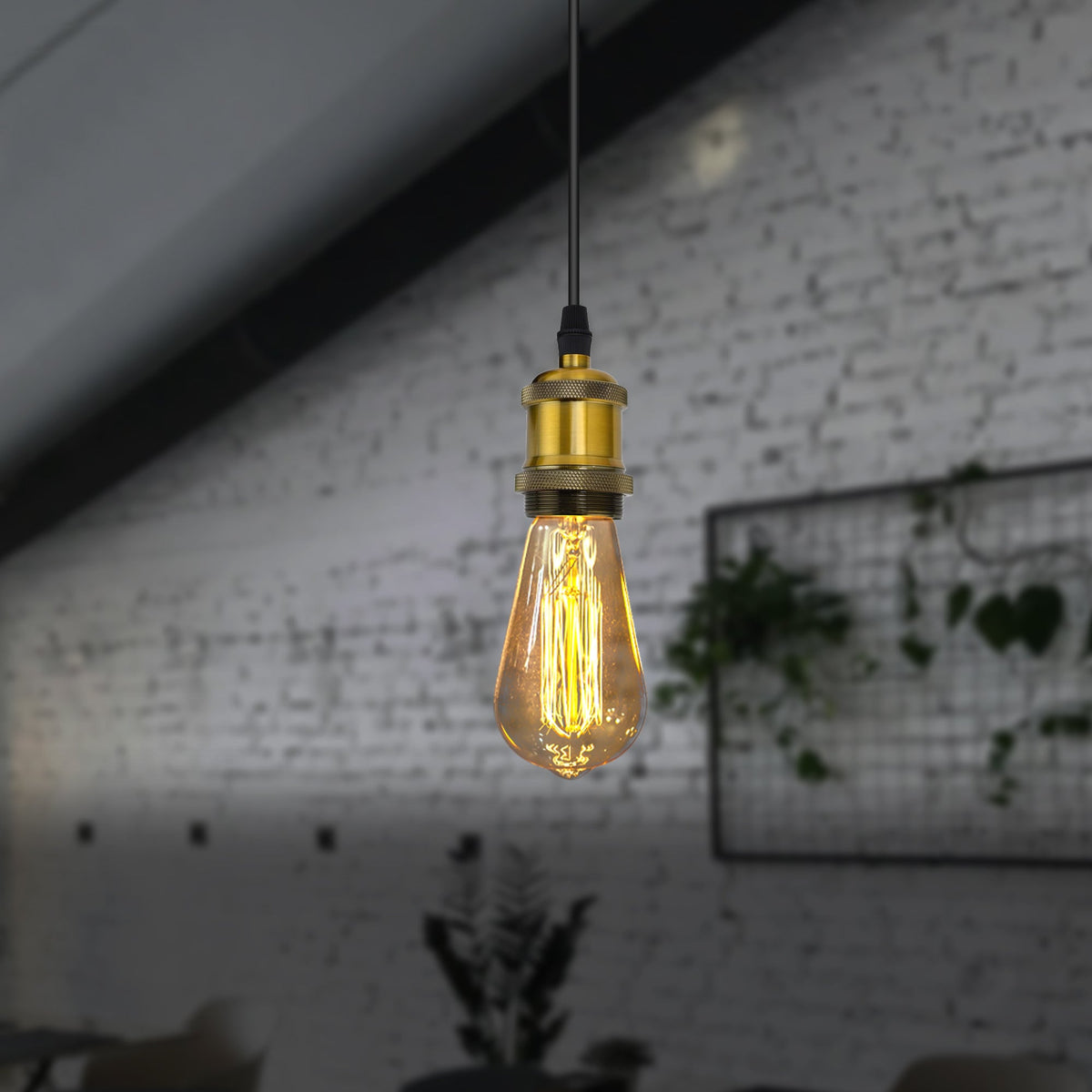 Plug-In Pendant Light – 4.5 m Fabric Cable, Switch, Brass E27 - photo 6