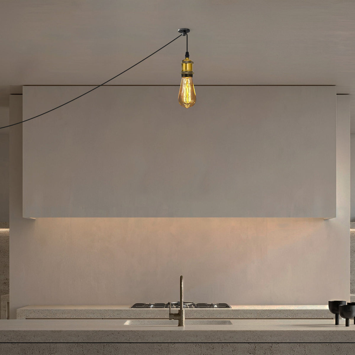 Plug-In Pendant Light – 4.5 m Fabric Cable, Switch, Brass E27 - photo 7