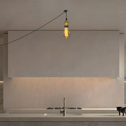Plug-In Pendant Light – 4.5 m Fabric Cable, Switch, Brass E27 - photo 7