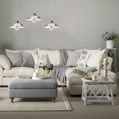 3-Light Chrome Pendant – Dome, Cone or Diamond Cage, Bar or Round - photo 6