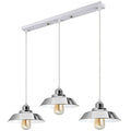 3-Light Chrome Pendant – Dome, Cone or Diamond Cage, Bar or Round - Chrome, Vintage Dome 22 cm Chrome, Without Bulb