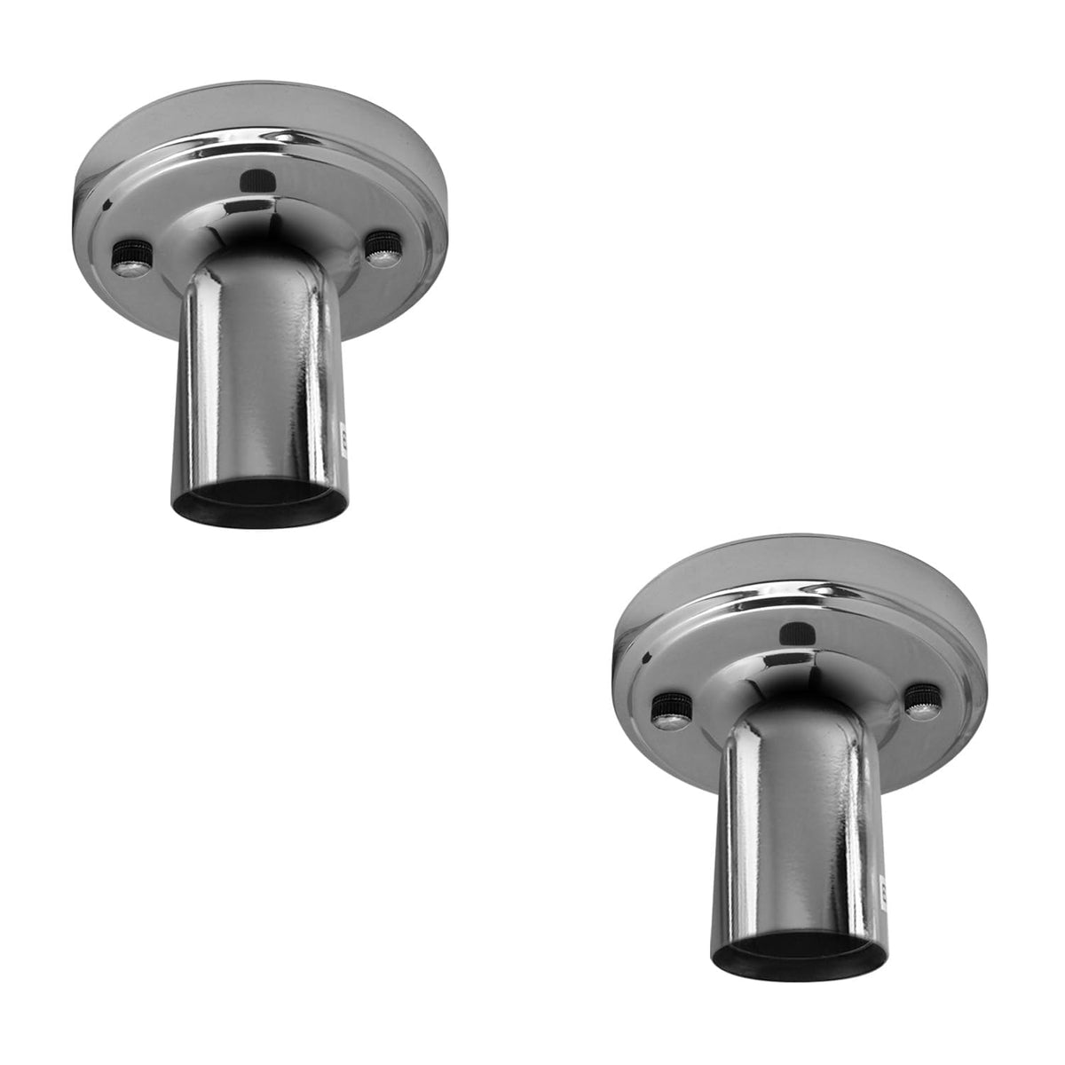 Flush Ceiling Lamp Holder – Metal, E27, 75 or 108 mm Plate - 108 mm, Pack of 2, Chrome, No Shade