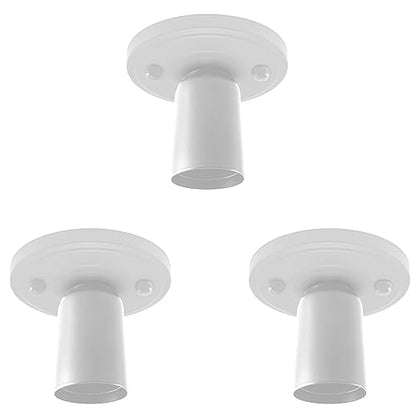 Flush Ceiling Lamp Holder – Metal, E27, 75 or 108 mm Plate - 108 mm, Pack of 3, White, No Shade