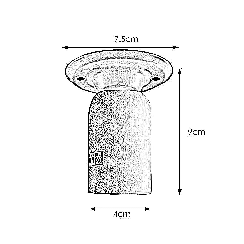 Flush Ceiling Lamp Holder – Metal, E27, 75 or 108 mm Plate - 75 mm, Satin Nickel, No Shade